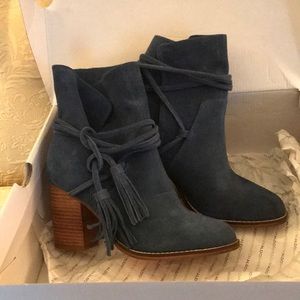 Blue suede boots